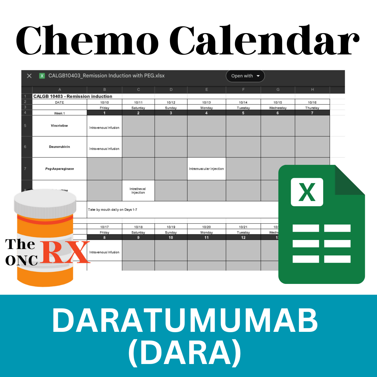 DARATUMUMAB (DARA) RVD Treatment Calendar – Editable Excel Tool for Oncology Pharmacists